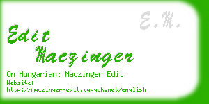 edit maczinger business card